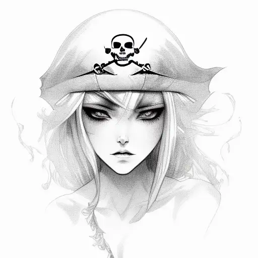 sexy pirate girl  tattoo design idea