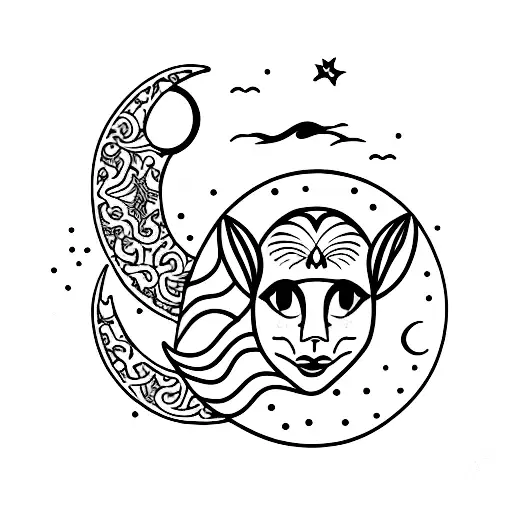 realistic waxing crescent moon  tattoo design idea