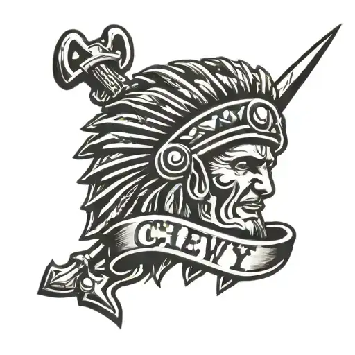 Chevy emblem with chief arrowhead in center with giftd1 written inside the arrowhead  tattoo design idea