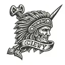 Chevy emblem with chief arrowhead in center with giftd1 written inside the arrowhead  tattoo design idea