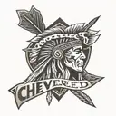 Chevy emblem with chief arrowhead in center with giftd1 written inside the arrowhead  tattoo design idea
