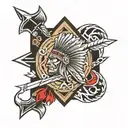 Chevy emblem with chief arrowhead in center with giftd1 written inside the arrowhead  tattoo design idea