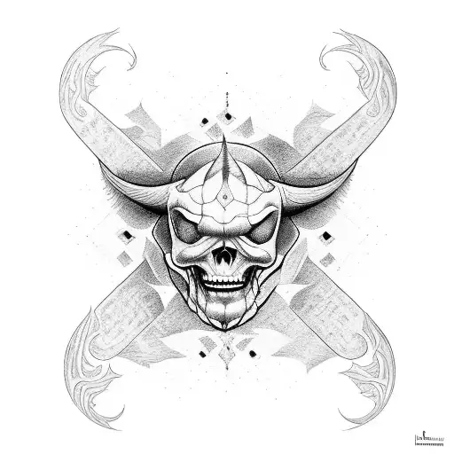 un emoji de mitad ángel y mitad diablo tattoo design idea