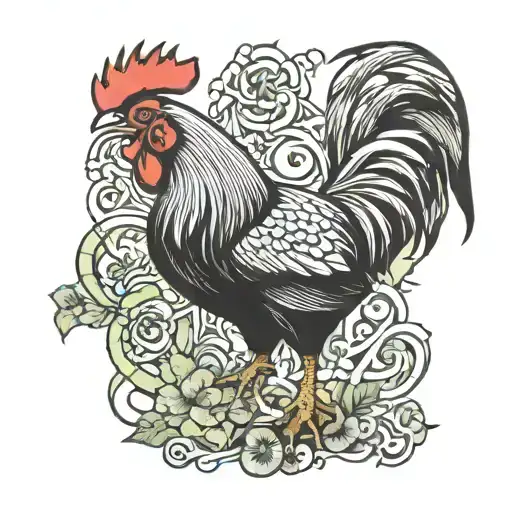 Walloon Rooster with Kiwi Bird tattoo design idea
