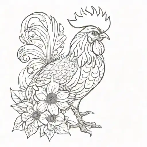 Belgium Walloon rooster merged with new zealand Kiwi bird tattoo design idea