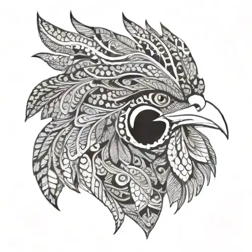 Belgium Walloon rooster head merged with New Zealand Kiwi bird tattoo design idea