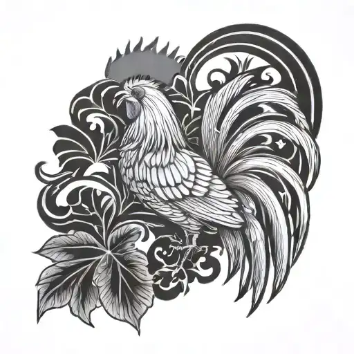 Belgium Walloon rooster merged with new zealand Kiwi bird tattoo design idea