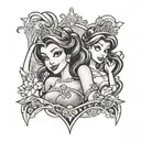 disney princess hip hop culture tattoo design idea