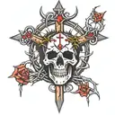 a crown of thorns with a cross dripping blood and glowing tattoo design idea