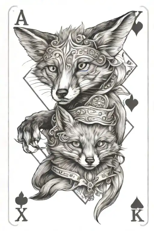 card where the fox plays ace and jack cards tattoo design idea