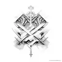 cross with a cool design behind it tattoo design idea