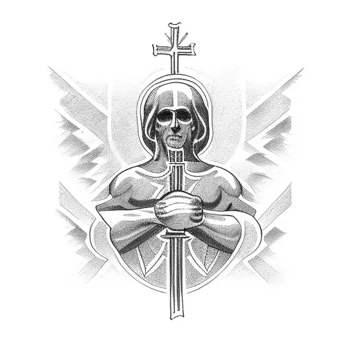 masculin christian catholic tattoo with brazil flag tattoo design idea