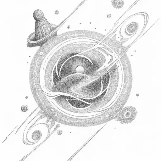 Wizard casting a spell with a swirling galaxy as the background - logo style  tattoo design idea