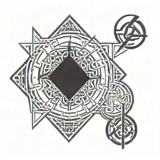 A dark and edgy sigil design incorporating satanic elements tattoo design idea