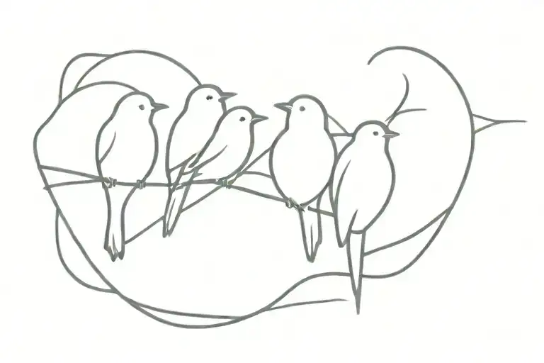 three little birds on a window tattoo design idea