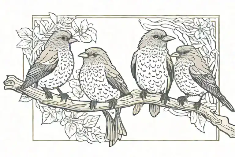 three little birds on a window tattoo design idea
