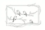 three little birds on a window tattoo design idea