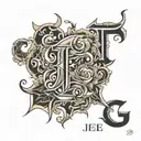 using the letters J, E, C, F, G    tattoo design idea