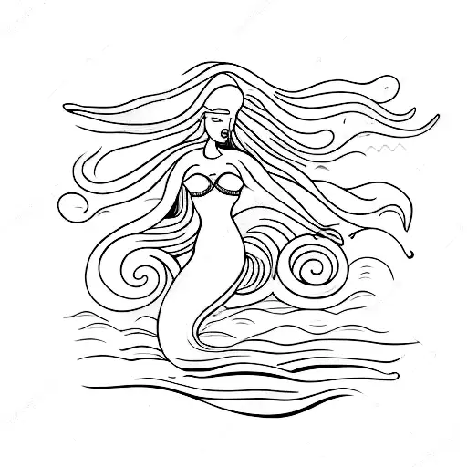 A serene mermaid gracefully meditating underwater tattoo design idea