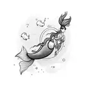 A serene mermaid gracefully meditating underwater tattoo design idea