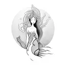 A serene mermaid gracefully meditating underwater tattoo design idea