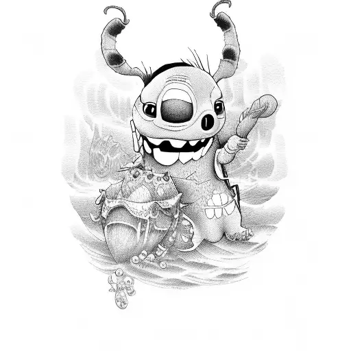 Stitch no mar tattoo design idea