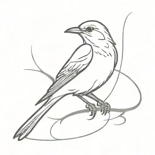 mockingbird flying tattoo design idea