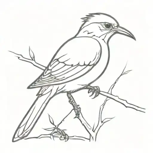 mocking bird sitting tattoo design idea
