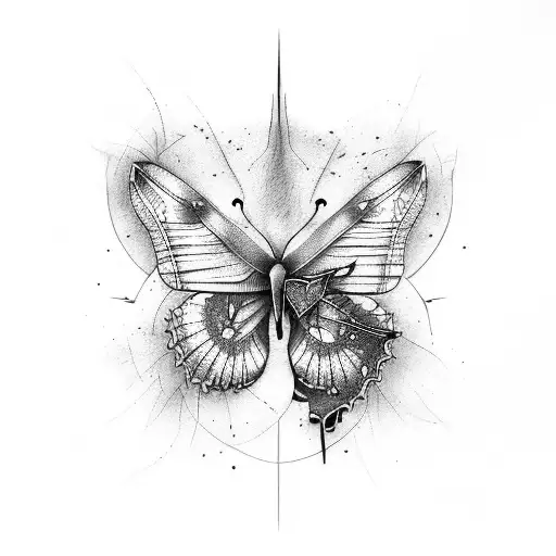 a butterfly half destruction half life tattoo design idea
