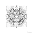 Moon, mushrooms, vines, plants, hexagons tattoo design idea