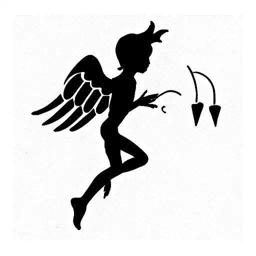 kid sillouette with angel wings tattoo design idea