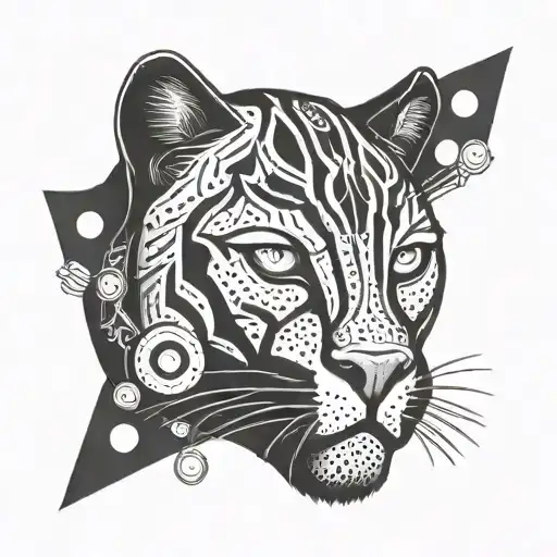 BLACK PANTHER WITH BUTTONS tattoo design idea