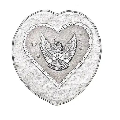 a heart shaped sand dollar tattoo design idea