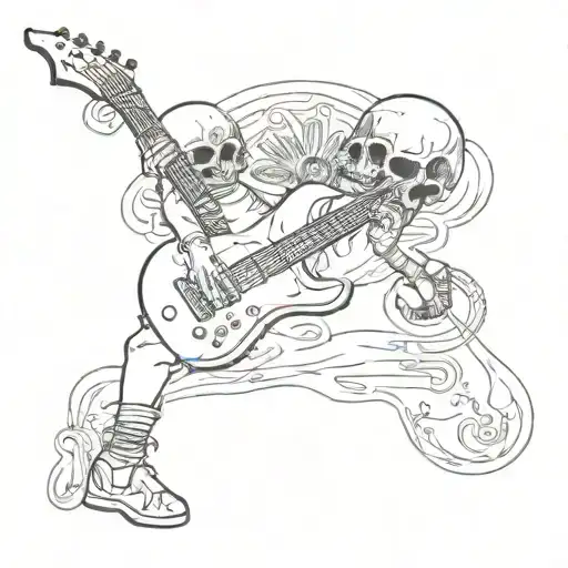 death is playing on E-Guitar tattoo design idea