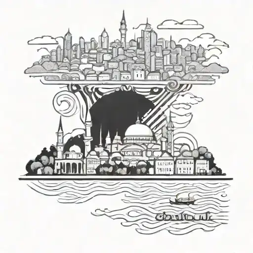 istanbul skyline tattoo design idea