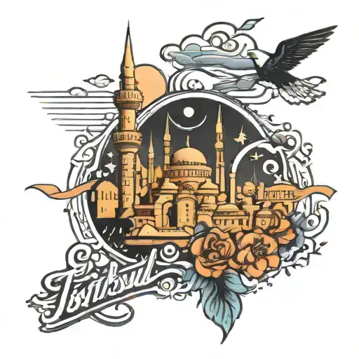 istanbul skyline tattoo design idea