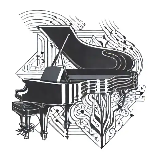 treble clef and piano keys tattoo design idea