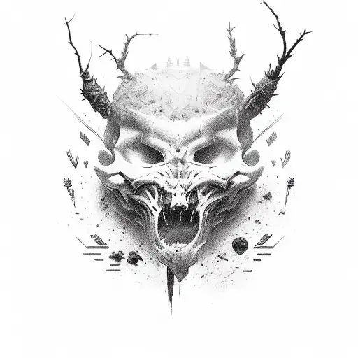 dark gods  with thorns and ripped tattoo design idea