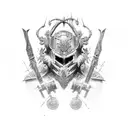 dark gods  with thorns and ripped full body with armour tattoo design idea