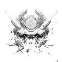dark gods  with thorns and ripped full body with armour tattoo design idea