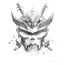 dark gods  with thorns and ripped full body with armour tattoo design idea