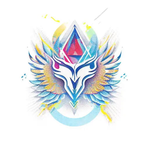 An abstract design combining the name Van der Tuin with eagle wings tattoo design idea