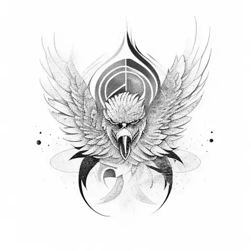 An abstract design combining the name Van der Tuin with eagle wings tattoo design idea