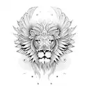 Intricate lion's head with angelic wings tattoo design idea