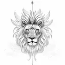 Intricate lion's head with angelic wings tattoo design idea