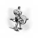 A weightlifter lifting a barbell made of pizza slices tattoo design idea