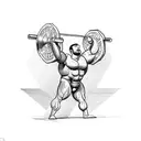 A weightlifter lifting a barbell made of pizza slices tattoo design idea