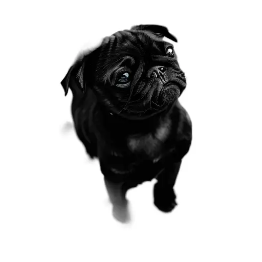 a black pug dog tattoo design idea