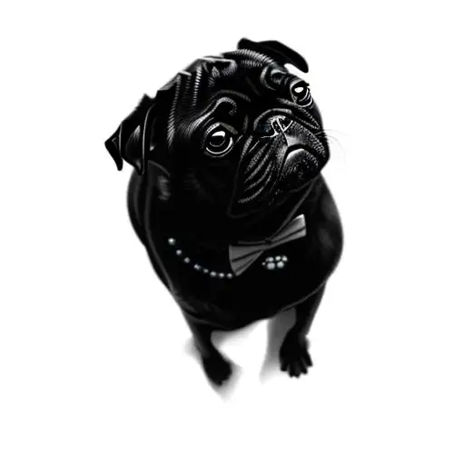 a black pug dog tattoo design idea