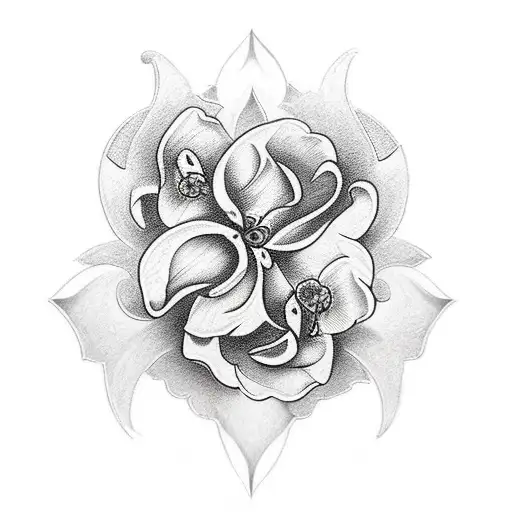 floral but with religious cross and background tattoo black ink tattoo design idea